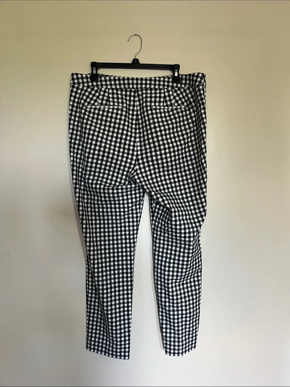 Talbots Gingham Chatham Preppy Ankle Pants Black White Side Zip Size 12 - Picture 6 of 11